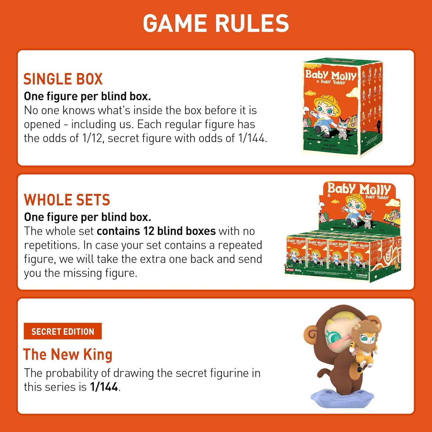 imagePOP MART Baby Molly ampamp Baby Tabby Series Figures Blind Box Figures Random Design Action Figures Collectible Toys Home Decorations Holiday Birthday Gifts for Girls and Boys Single BoxBaby Molly  Baby Tabby Series