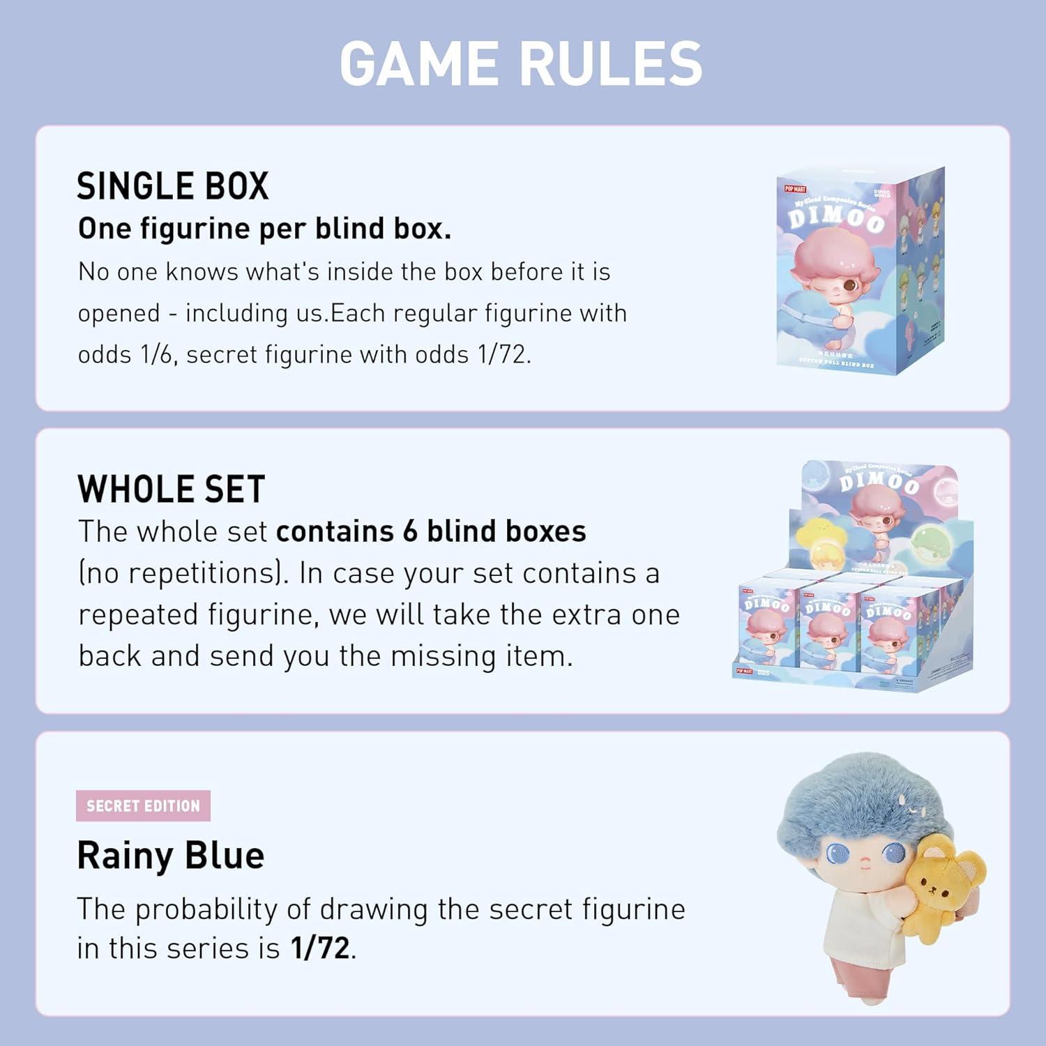 imagePOP MART DIMOO My Cloud Companion SeriesCotton Doll Blind Box 6PCs DIMOO Blind Box Figures Random Design Action Figures Collectible Toys Home Decorations Holiday Birthday Gifts Whole SetDimoo My Cloud Companion Seriescotton Doll