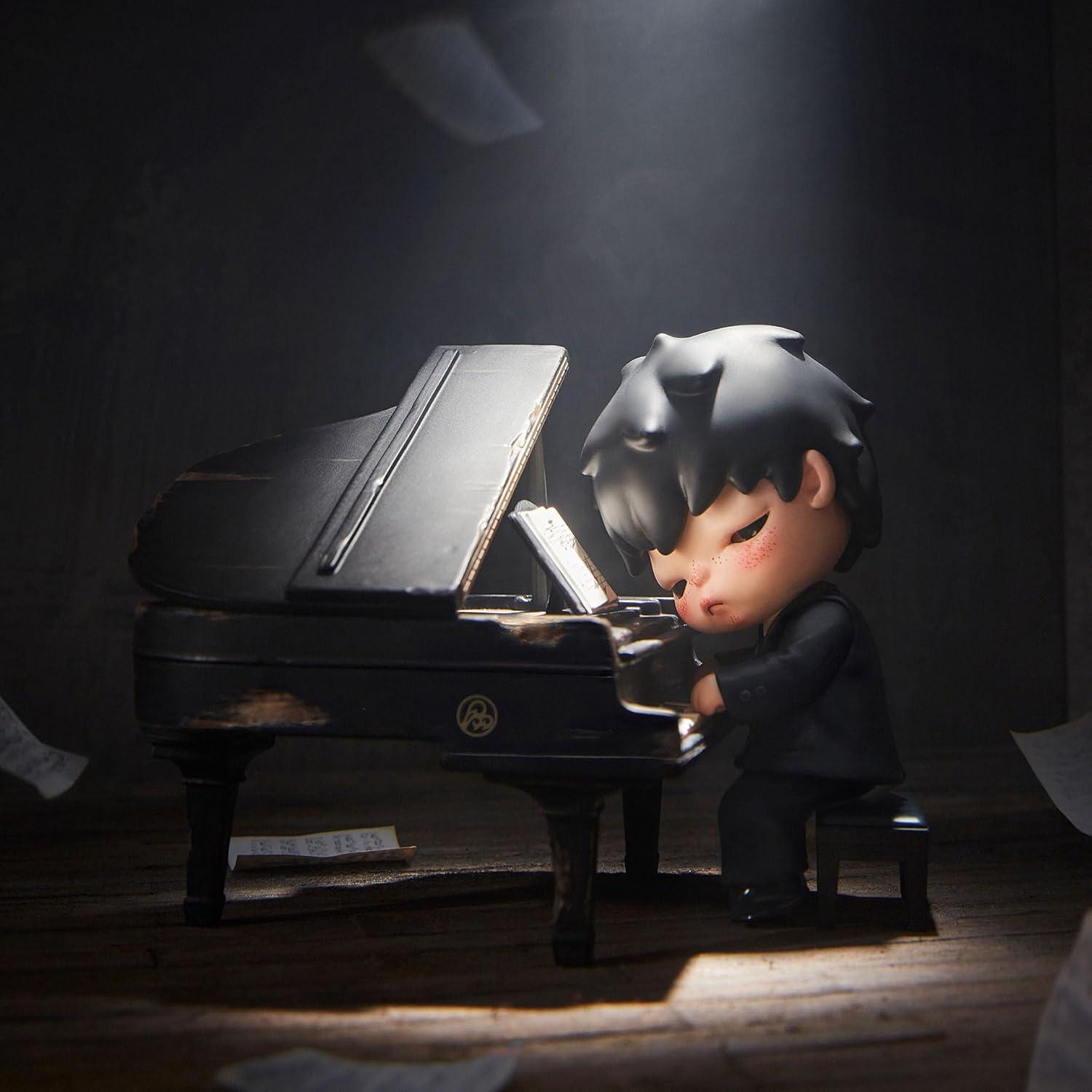 imagePOP MART Hirono The Pianist Figure Figurine 315 inches Height Toys for Modern Home Decor Collectible Toy Set for Desk Accessories