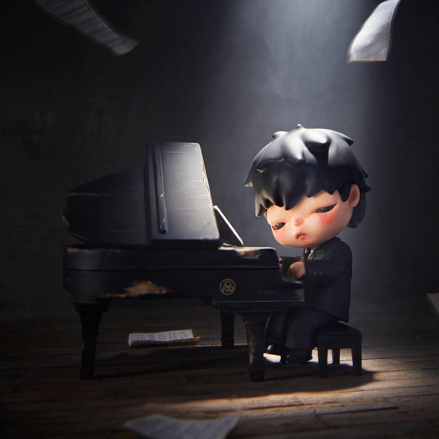 imagePOP MART Hirono The Pianist Figure Figurine 315 inches Height Toys for Modern Home Decor Collectible Toy Set for Desk Accessories