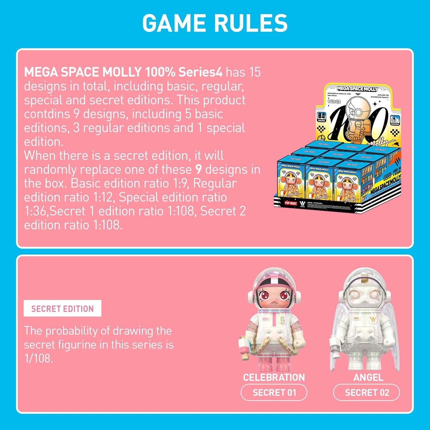 imagePOP MART MEGA Space Molly 100 Series4 Blind Box Figures Random Design Action Figures Collectible Toys Home Decorations Holiday Birthday Gifts for Girls and Boys Single BoxMega Space Molly 100 Series4