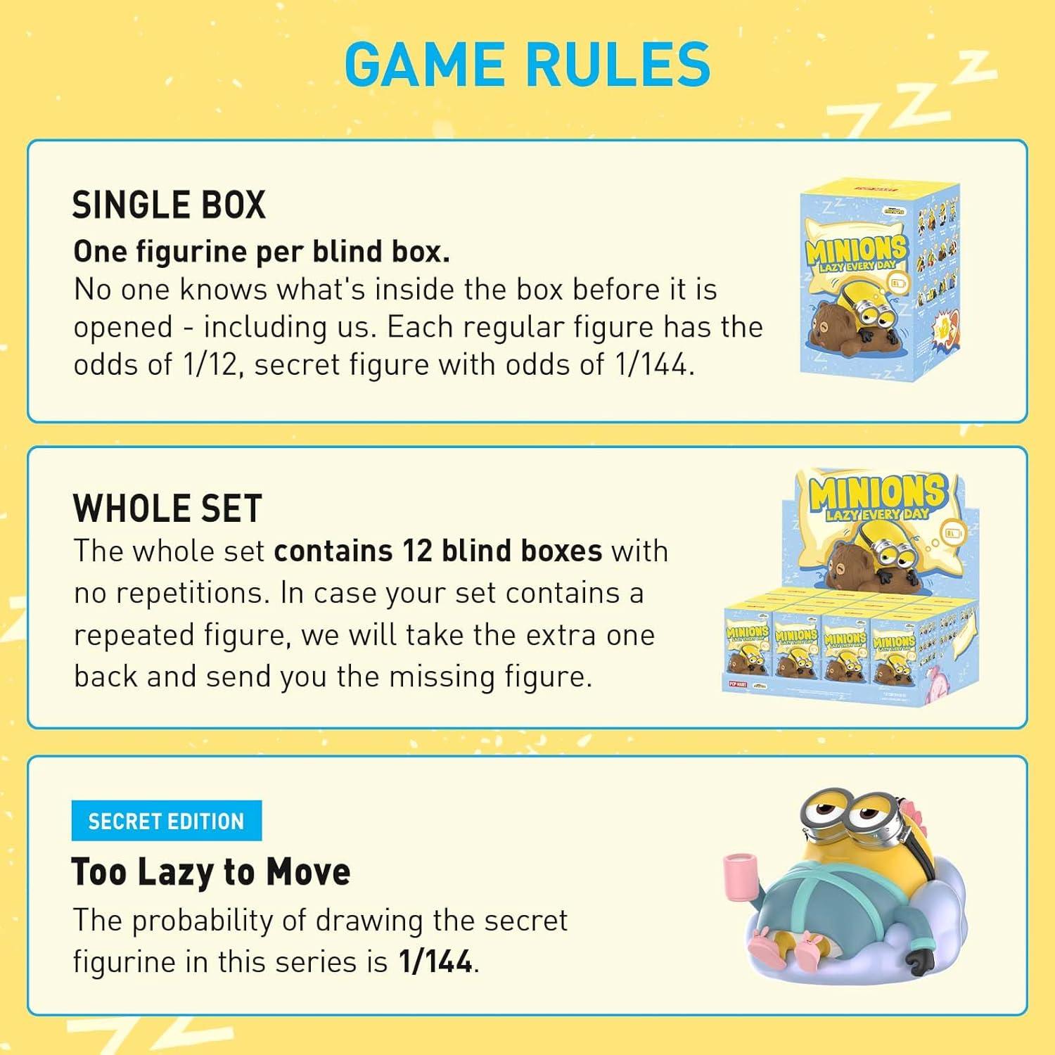 imagePOP MART Minions Lazy Every Day Series Figures 12PCs Blind Box Figures Random Design Action Figures Collectible Toys Home Decorations Holiday Birthday Gifts Whole Set