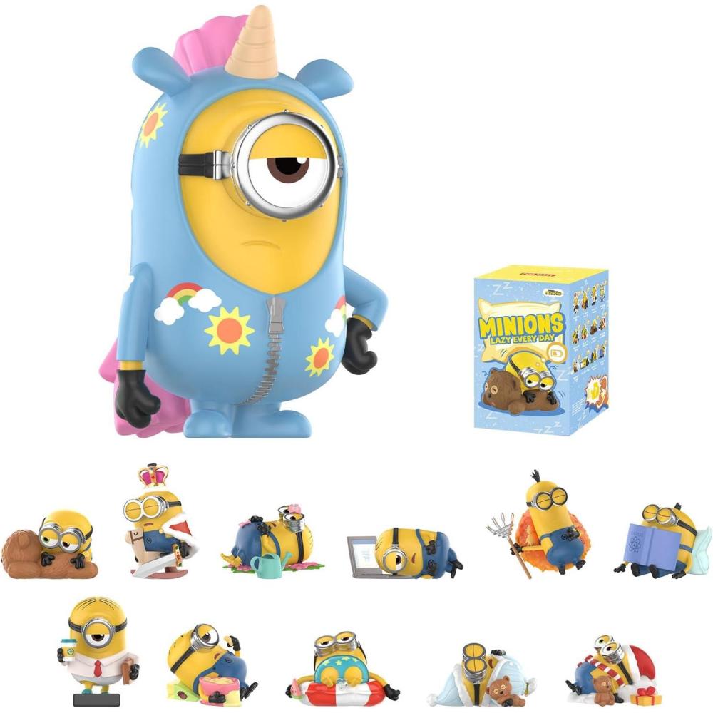 imagePOP MART Minions Lazy Every Day Series Figures Blind Box Figures Random Design Action Figures Collectible Toys Home Decorations Holiday Birthday Gifts Single Box