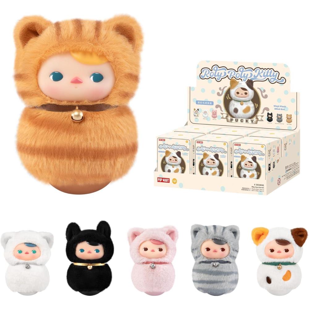 imagePOP MART PUCKY RolyPoly Kitty SeriesVinyl Plush Blind Box PUCKY Blind Box Figures Random Design Action Figures Collectible Toys Home Decorations Holiday Birthday GiftsSingle BoxPucky Rolypoly Kitty Seriesvinyl Plush
