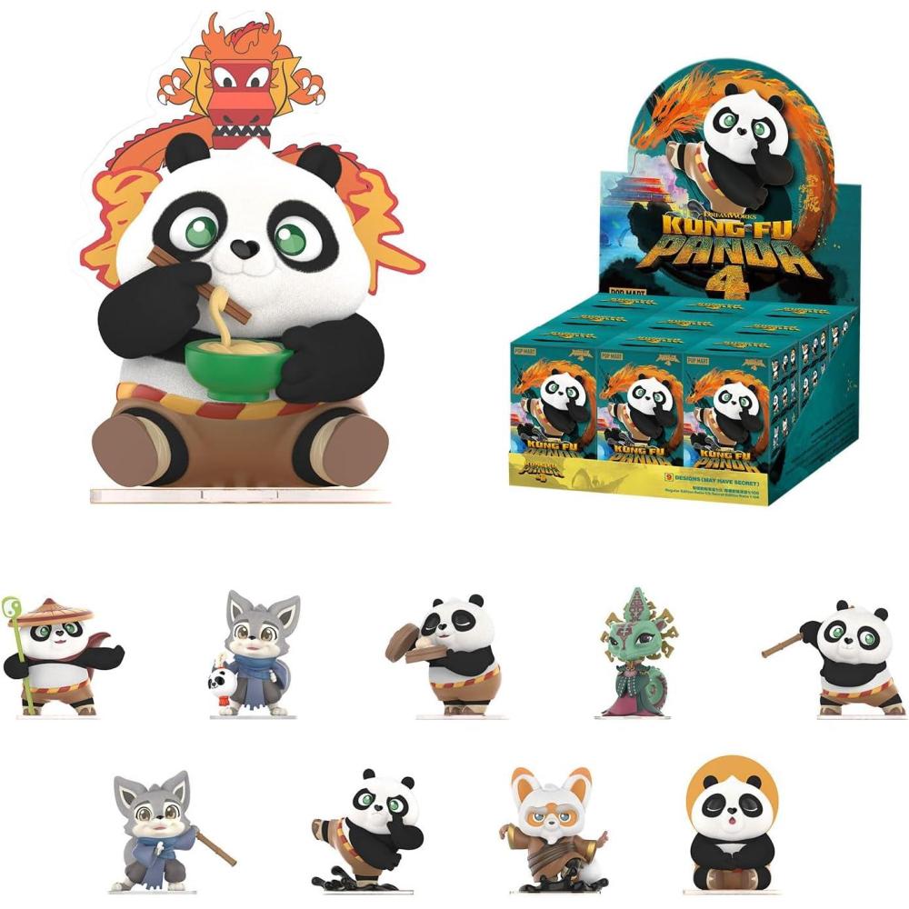imagePOP MART Universal Kung Fu Panda Series Figures 9PCs Universal Blind Box Figures Random Design Action Figures Collectible Toys Home Decorations Holiday Birthday Gifts for Girls and Boys Whole Set