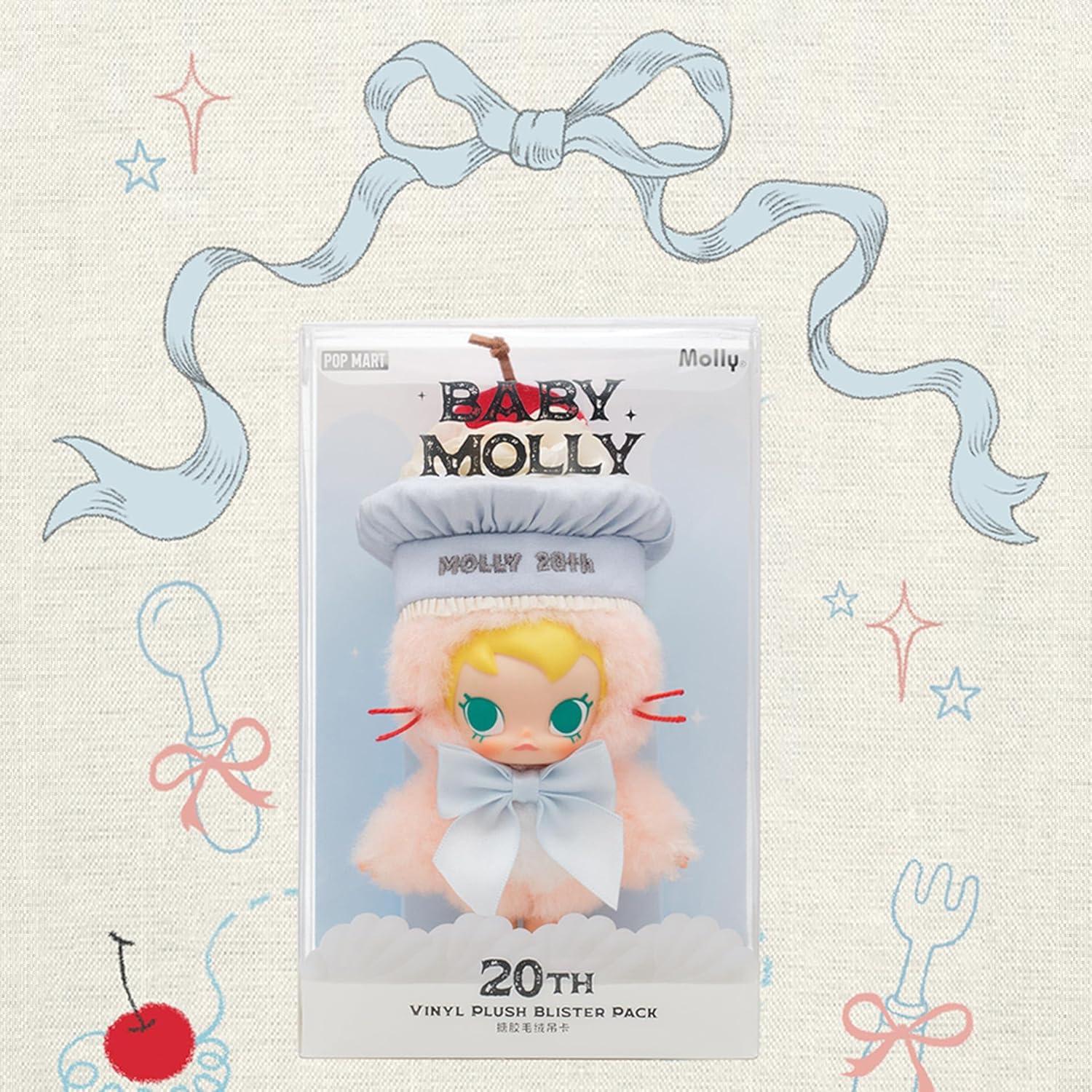 imagePOP MART Baby Molly 20th Anniversary Vinyl Plush Blister Pack Bag Charm Collectible Holiday Birthday Gift for Kids Adults